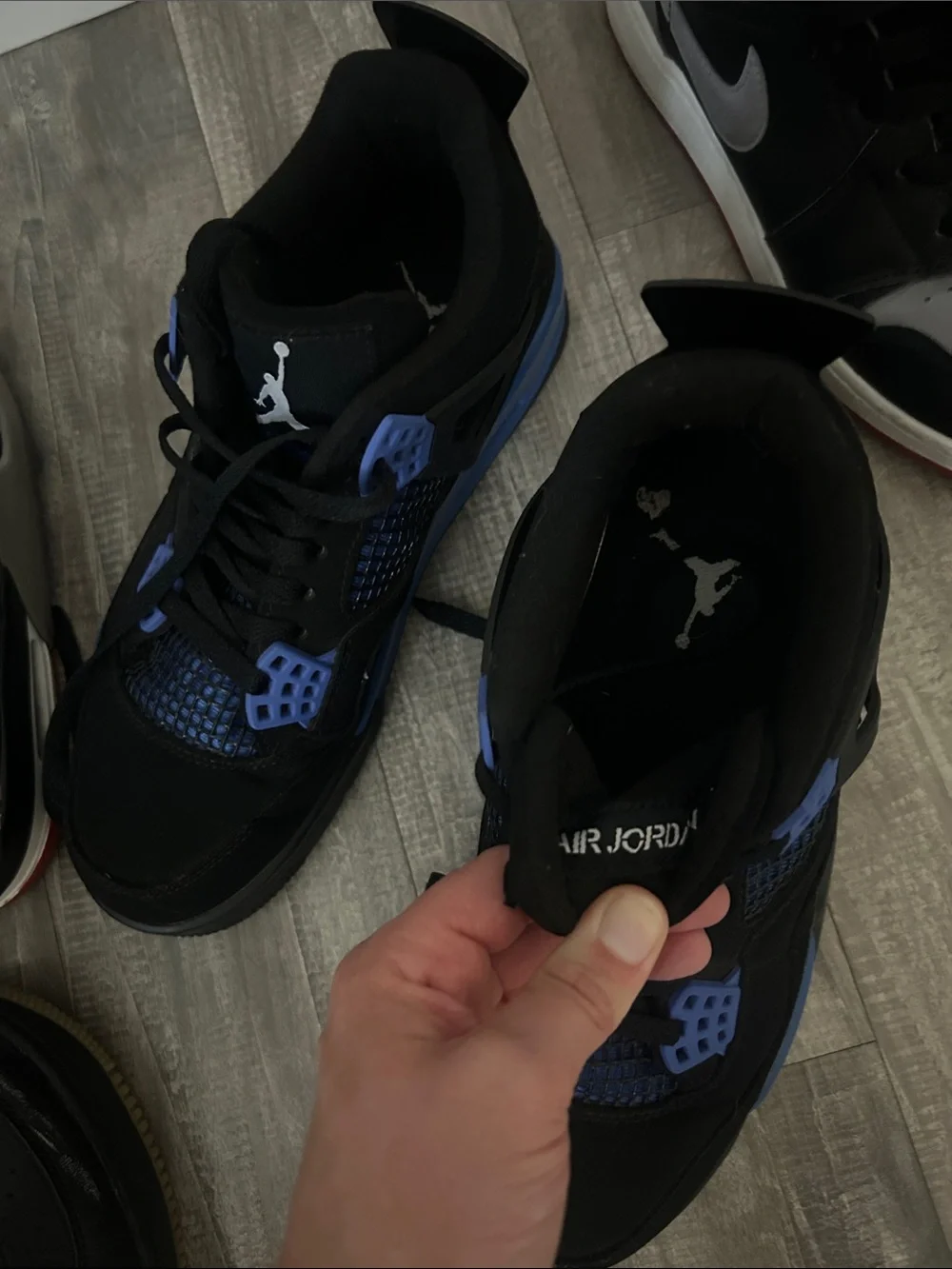 Jordan Black and Royal Blue Low-Top Basketball Sneakers